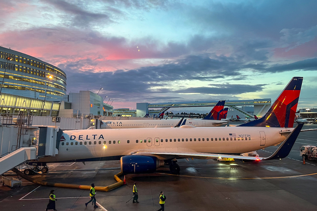 A line of Delta planes parked at Seattle-Tacoma International Airport. Jill/Blue Moonbeam Studio/Flickr