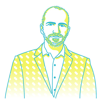 An illustration of Dara Khosrowshahi