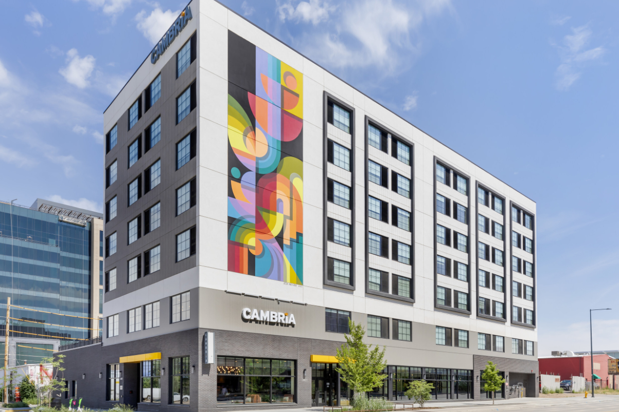 An exterior view of the Cambria Hotel Denver Downtown RiNo that opened in 2024.