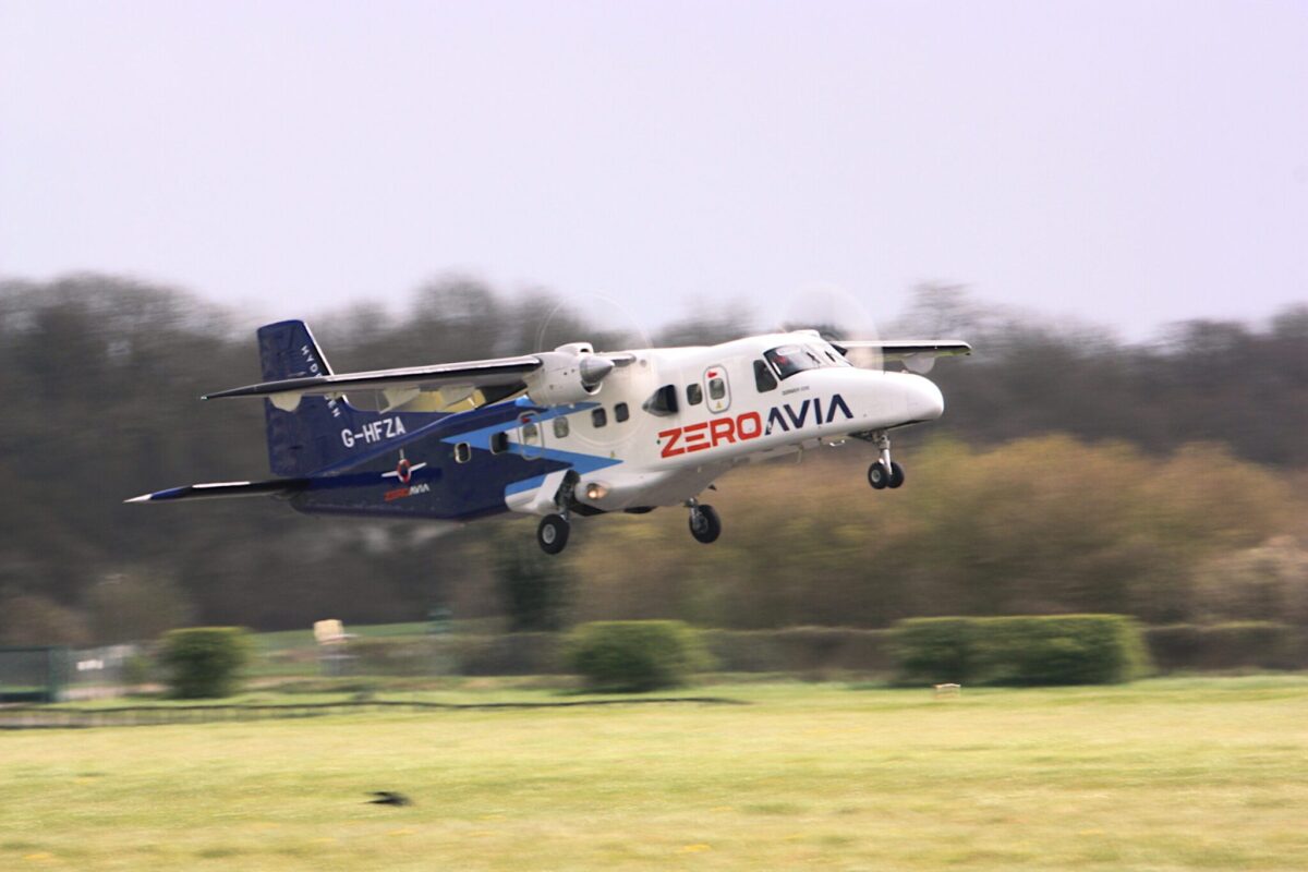 Pictured: A ZeroAvia-branded Dornier 228 aircraft 