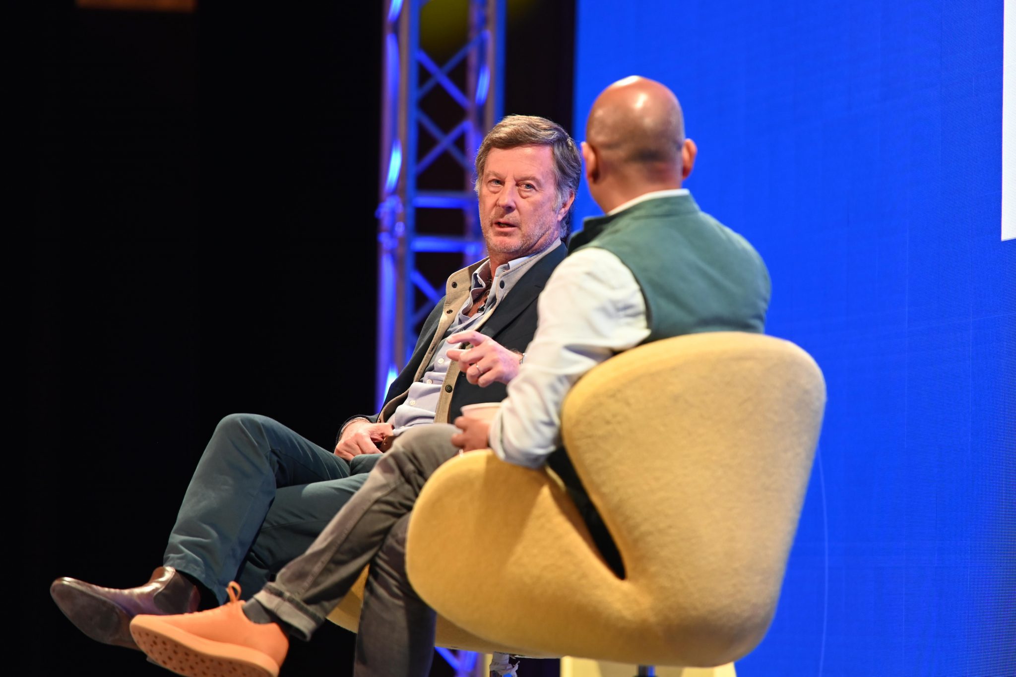 Accor CEO Sebastien Bazin in conversation with Skift CEO and founder Rafat Ali at Skift Forum Europe in London on March 24, 2022.