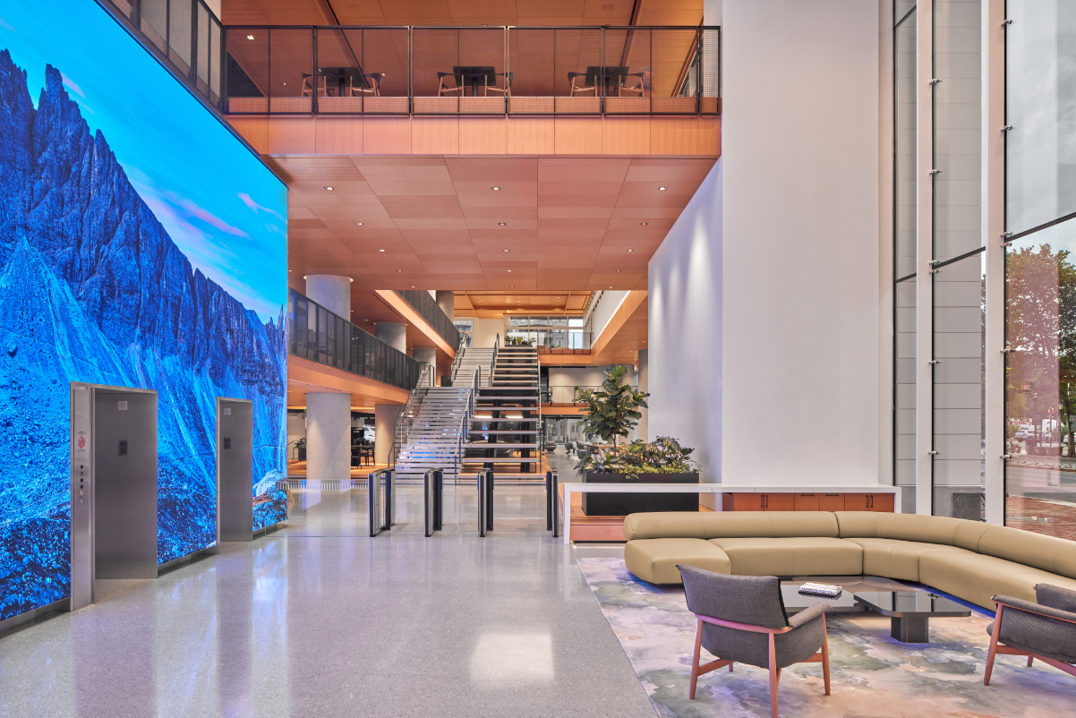 The lobby of Marriott International's headquarters in Bethesda, Maryland.