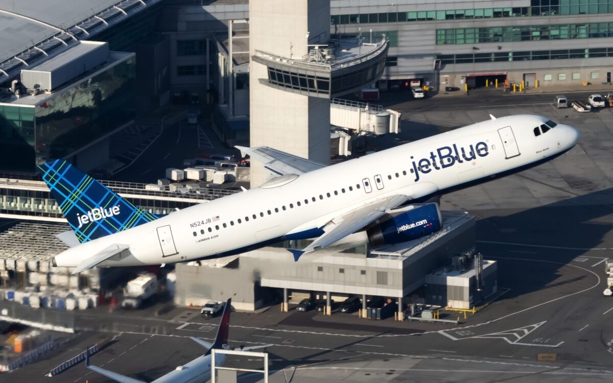 A JetBlue Airbus plane at New York JFK Airport. 