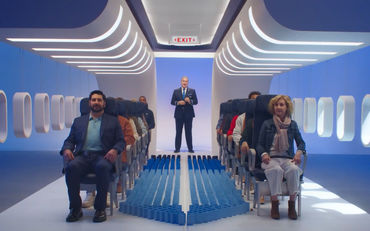 United Airlines says 17 employees from across the business feature in the new video. United Airlines